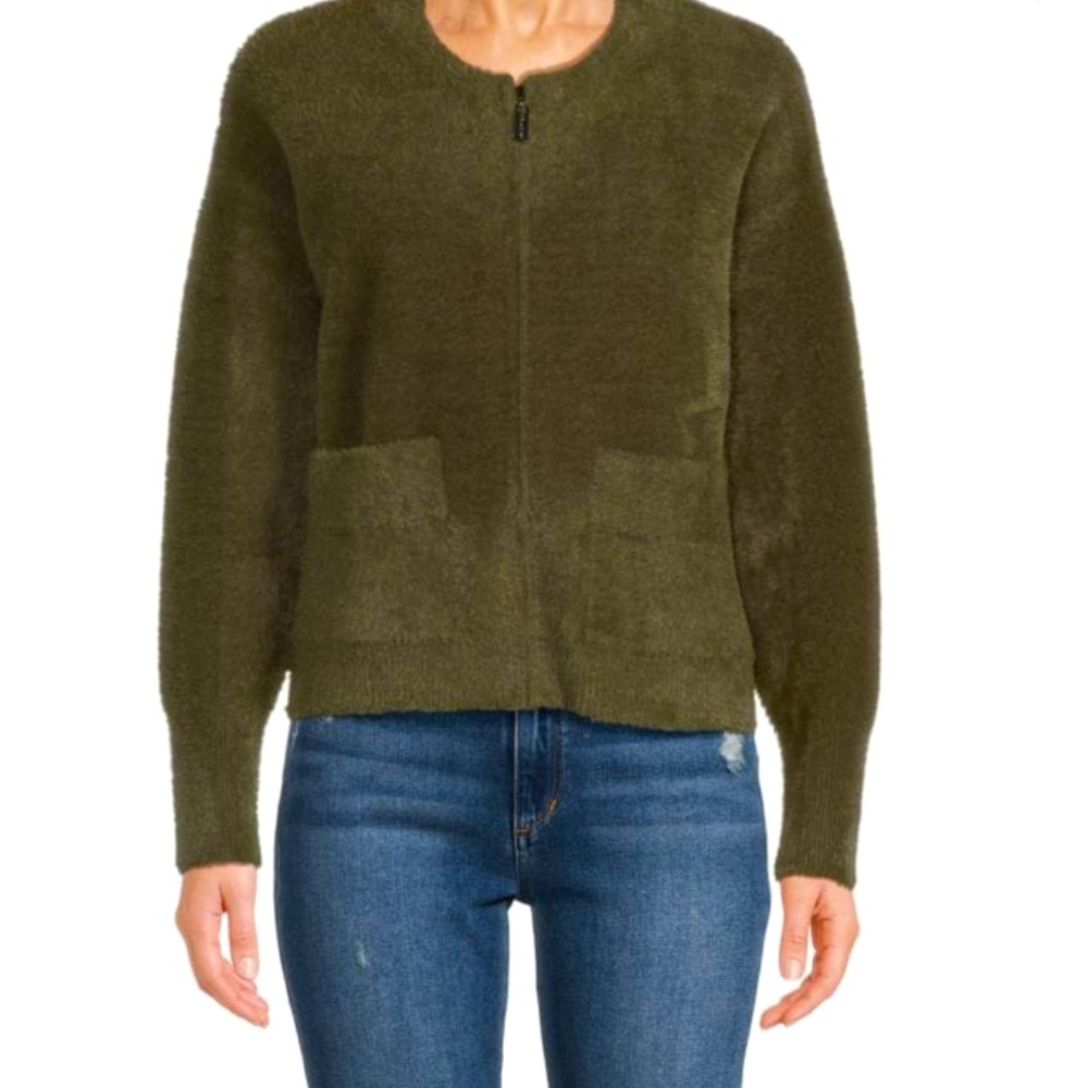Olive, soft AF zip up sweater